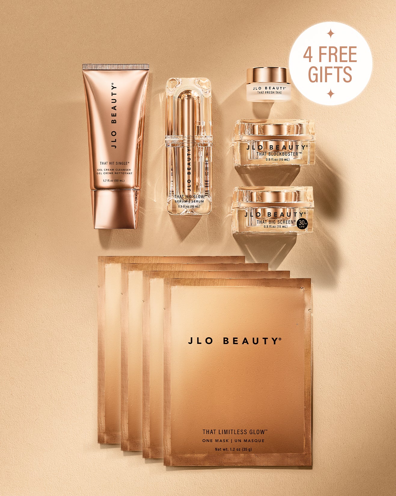 JLO Beauty That JLo Glow 4-Piece Set Skincare, For Wrinkles deals Dryness & Dullness