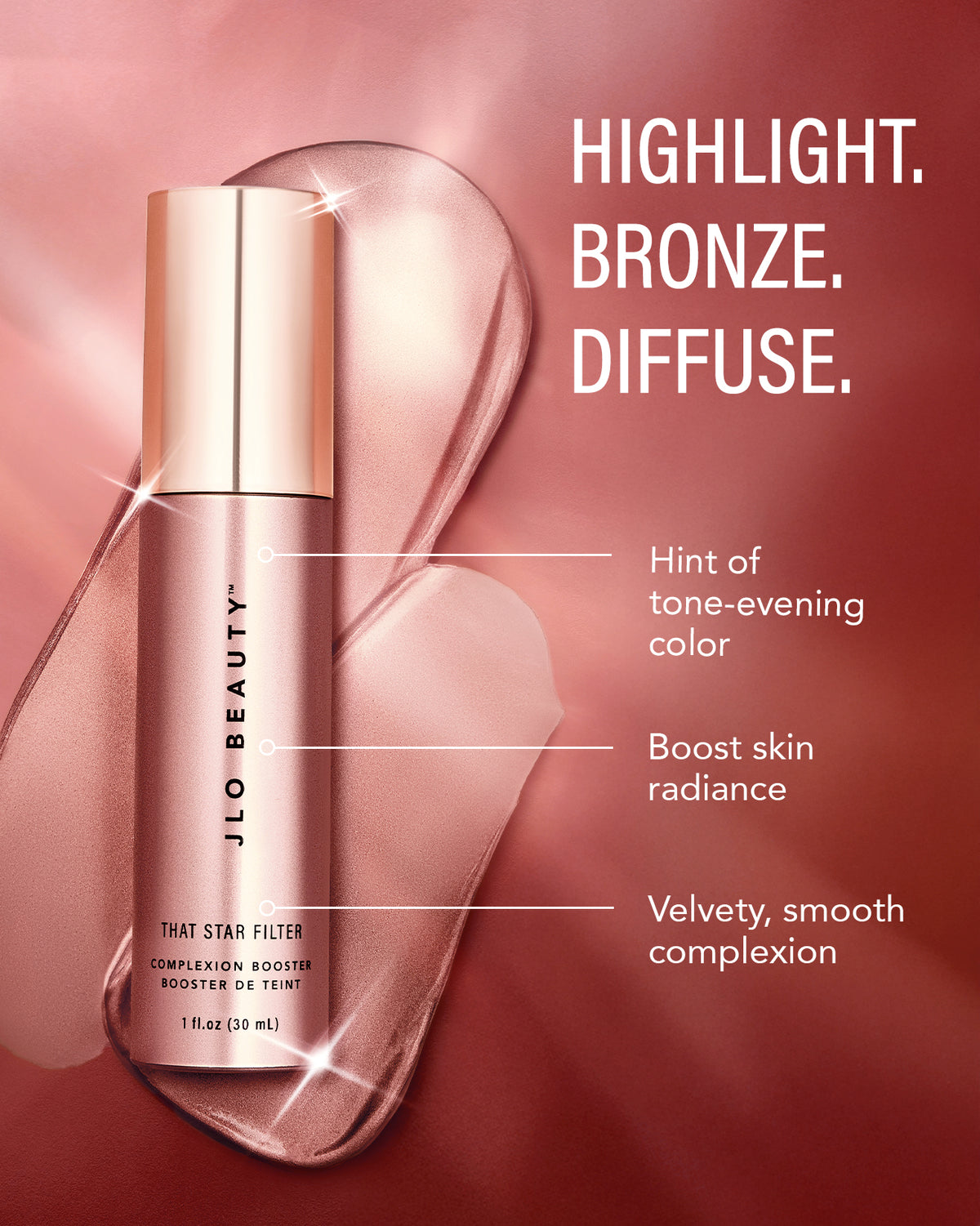 rose gold that star filter glow drops to highlight and bronze and smooth