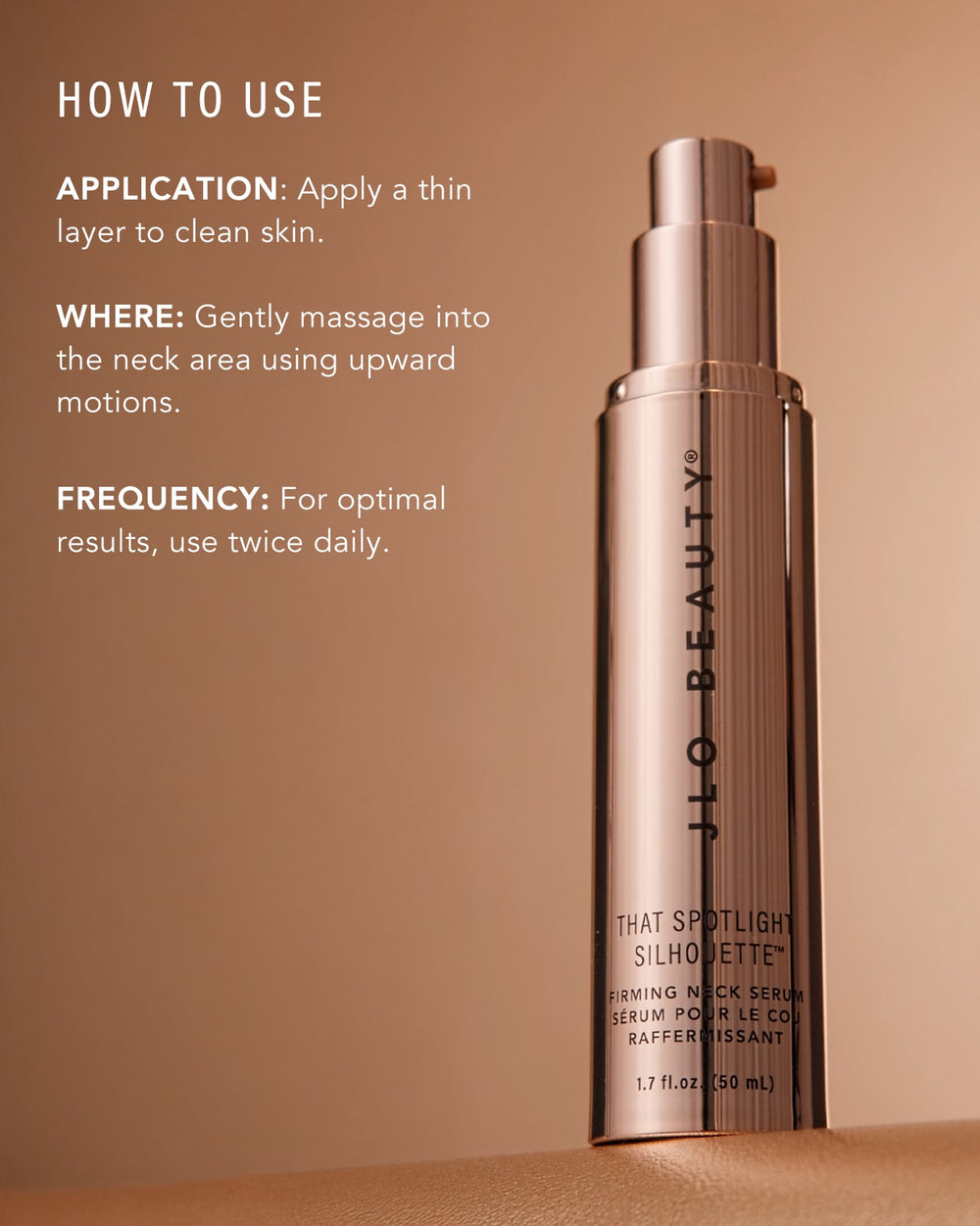 how to use neck firming serum apply a thin layer to neck and massage upwards twice daily